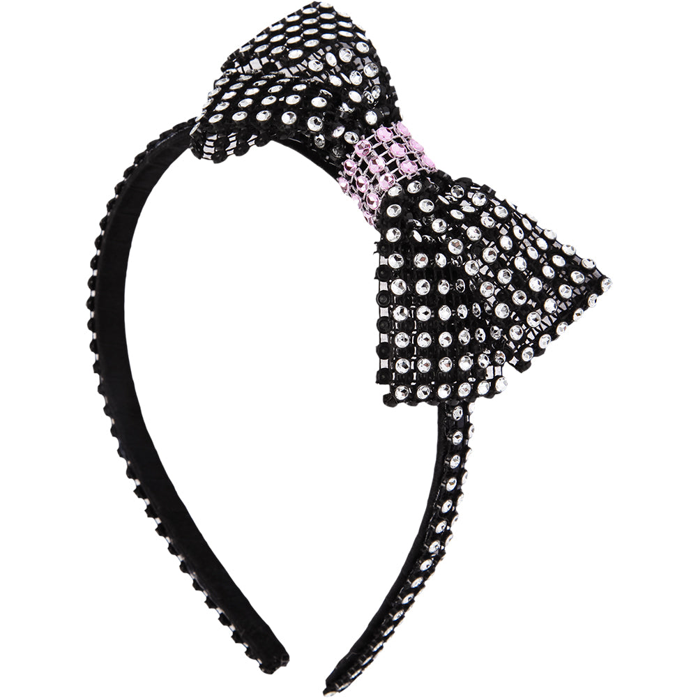 Rhinestone Headband with Contrast Trim