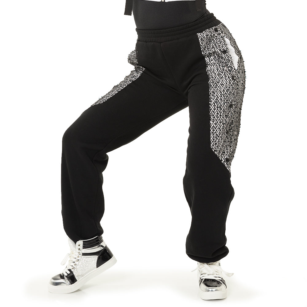 Fishnet Mesh Panel Joggers