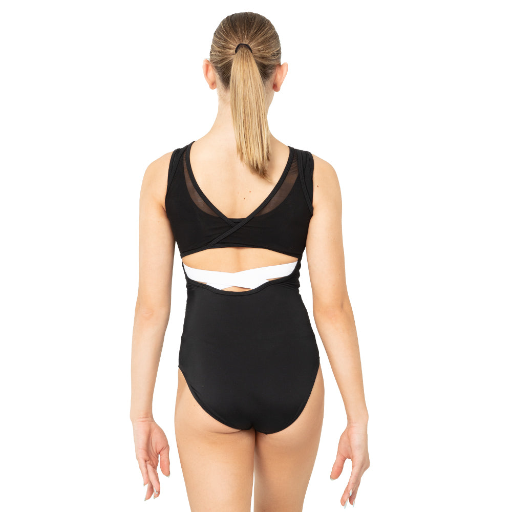 Mesh Overlay Cross Back Leotard