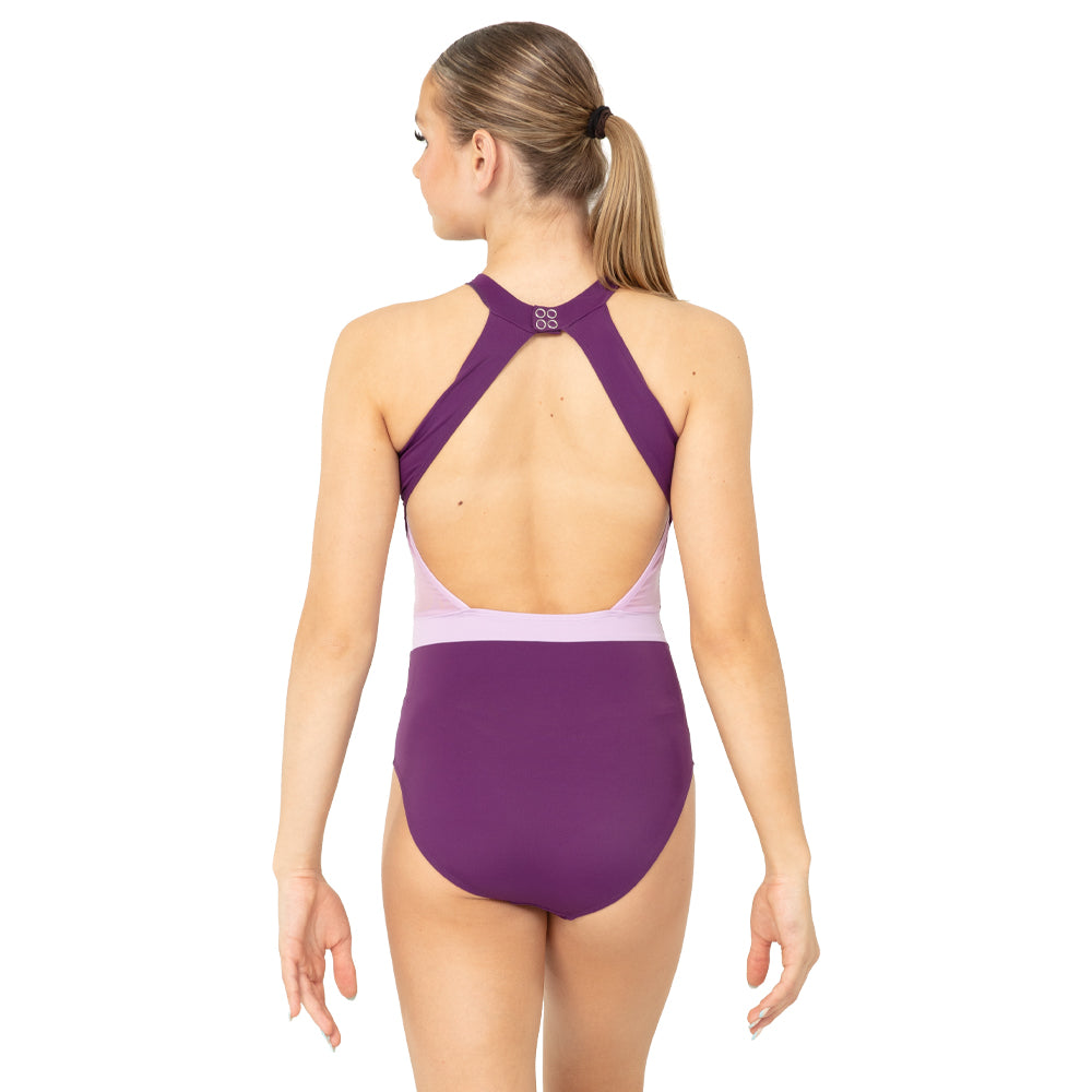 Halter Cut Out Mesh Open Back Leotard