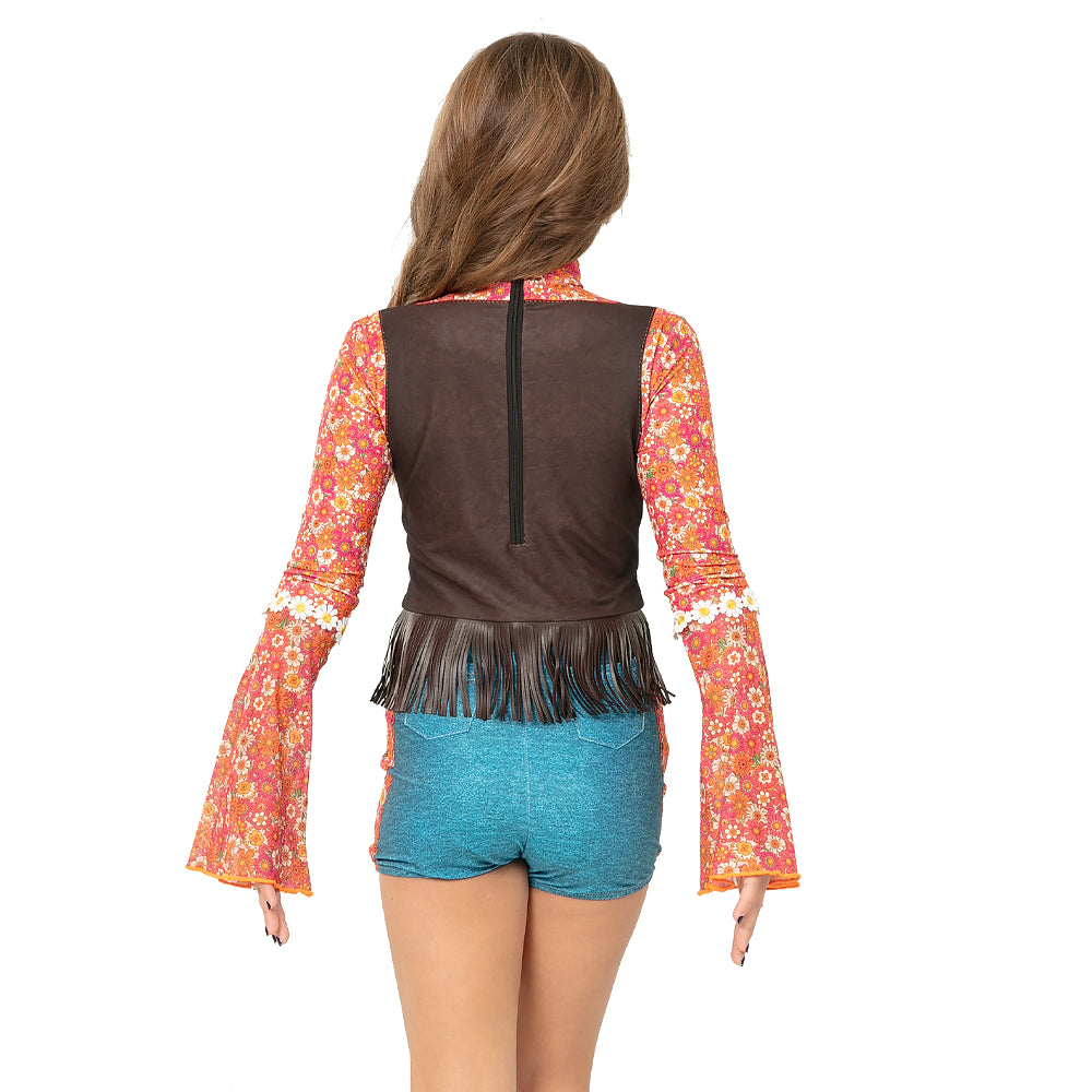 Youth Flower Power Hippie 70s Biketard