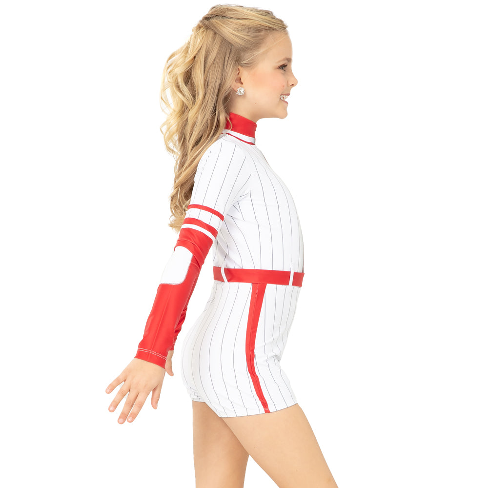 Youth Baseball Strike Out Pin Stripe Biketard