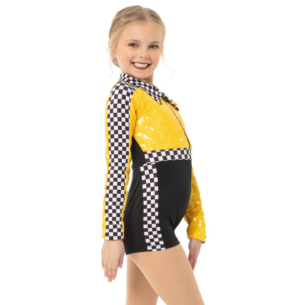 Youth Checkered Long Sleeve Biketard