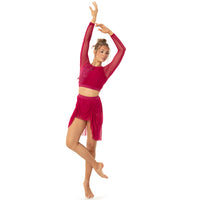 Criss Cross Back Long Sleeve Crop Top with Applique