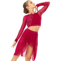 Youth Criss Cross Back Long Sleeve Crop Top with Applique