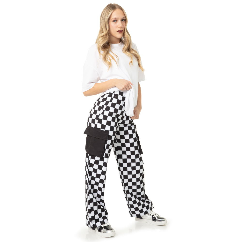 Checkered Wide Leg Pant