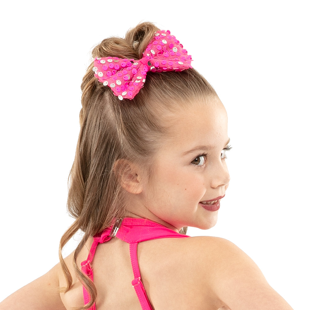 Neon Pink Sequin Bow